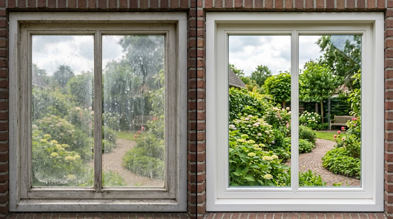 Voor en na ramen wassen transformatie Eindhoven met osmosewater