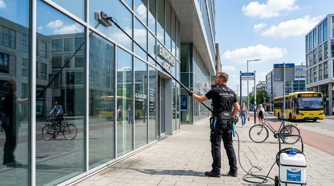 Zakelijke glasbewassing van bedrijfspand in Eindhoven
